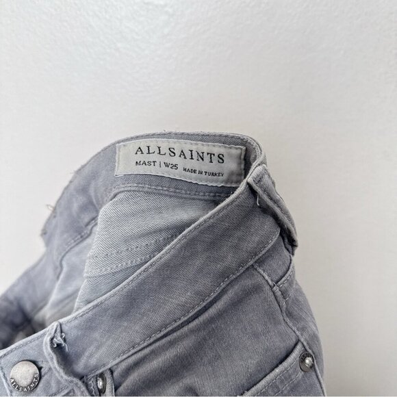 AllSaints Womens 25 Mast Skinny Zip Grey Jeans - Picture 11 of 16